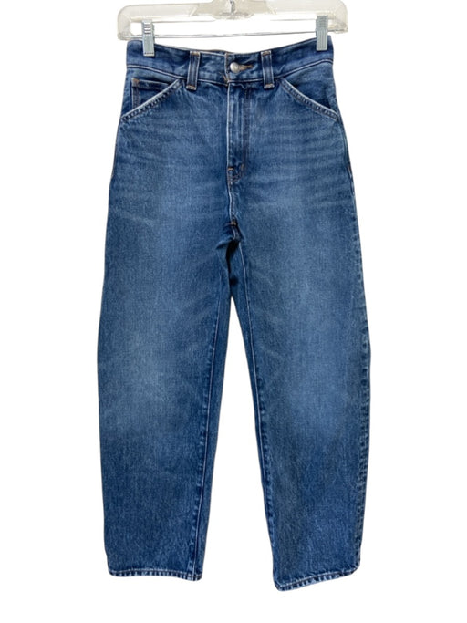 Madewell Size 23 Dark Wash Cotton Zip & Button Whiskering Barrel Leg Jeans Dark Wash / 23
