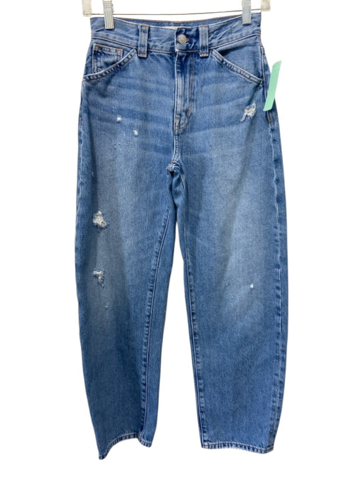 Madewell Size 23 Medium Wash Cotton Zip & Button Whiskering Barrel Leg Jeans Medium Wash / 23