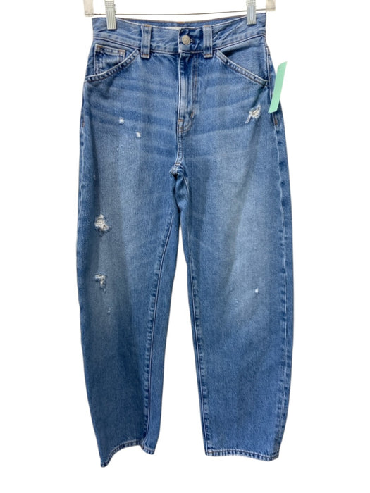 Madewell Size 23 Medium Wash Cotton Zip & Button Whiskering Barrel Leg Jeans Medium Wash / 23