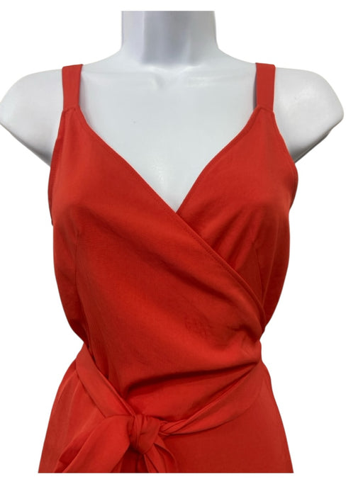 Everlane Size 00 Orange Triacetate Sleeveless Wrap V Neck Midi Dress Orange / 00