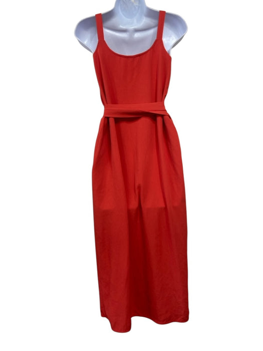 Everlane Size 00 Orange Triacetate Sleeveless Wrap V Neck Midi Dress Orange / 00