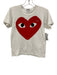 PLAY Comme des Garcons Size S Cream White & Red Cotton Short Sleeve Graphic Top Cream White & Red / S