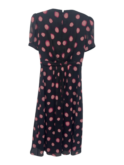 Saloni Size 0 Black, Pink & Red Silk Dotted Short Sleeve Bow Applique Dress Black, Pink & Red / 0