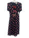 Saloni Size 0 Black, Pink & Red Silk Dotted Short Sleeve Bow Applique Dress Black, Pink & Red / 0