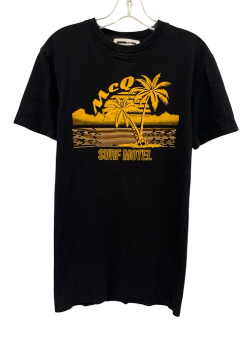 McQ by Alexander McQueen Size XS Black & Yellow Cotton Short Sleeve Dress Black & Yellow / XS