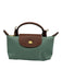 Longchamp Mint Green & Brown Polyamide Leather trim Zip Top Removable Strap Bag Mint Green & Brown / Mini