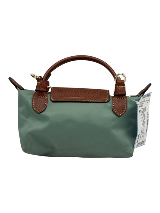 Longchamp Mint Green & Brown Polyamide Leather trim Zip Top Removable Strap Bag Mint Green & Brown / Mini