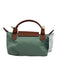 Longchamp Mint Green & Brown Polyamide Leather trim Zip Top Removable Strap Bag Mint Green & Brown / Mini