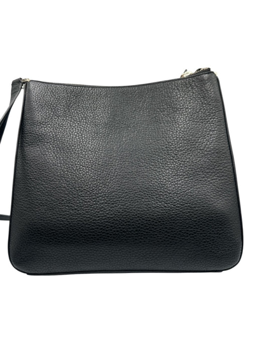 Kate Spade Black Leather Gold Tone Hardware Zip Close Adjustable Strap Bag Black