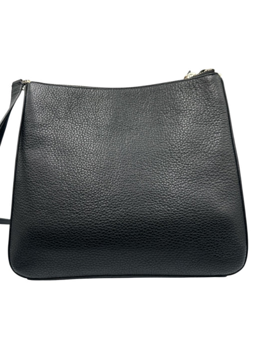 Kate Spade Black Leather Gold Tone Hardware Zip Close Adjustable Strap Bag Black