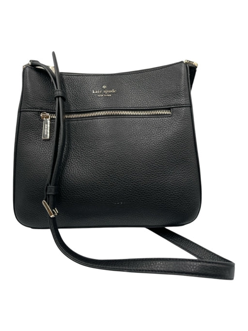 Kate Spade Black Leather Gold Tone Hardware Zip Close Adjustable Strap Bag Black