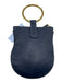 Otaat / Meyers Collective Navy Blue Leather Zip Close Ring Detail Pouch Hand Bag Navy Blue / Medium