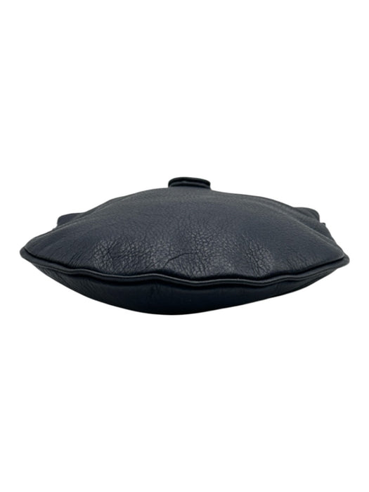 Otaat / Meyers Collective Navy Blue Leather Zip Close Ring Detail Pouch Hand Bag Navy Blue / Medium