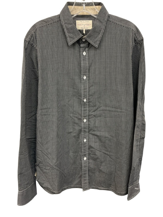 Rag & Bone Size M Black & White Cotton Grid Button up Men's Long Sleeve Shirt Black & White / M