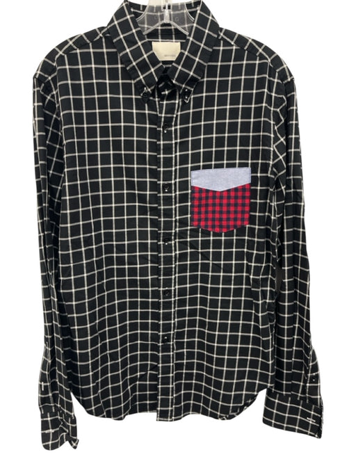Band of Outsiders Size 3 Black & White Cotton Grid Button Up Long Sleeve Shirt Black & White / 3