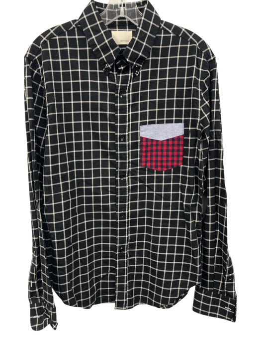 Band of Outsiders Size 3 Black & White Cotton Grid Button Up Long Sleeve Shirt Black & White / 3