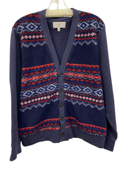 Jack Spade Size M Navy Blue Cotton Blend fleece Cardigan Men's Long Sleeve Shirt Navy Blue / M