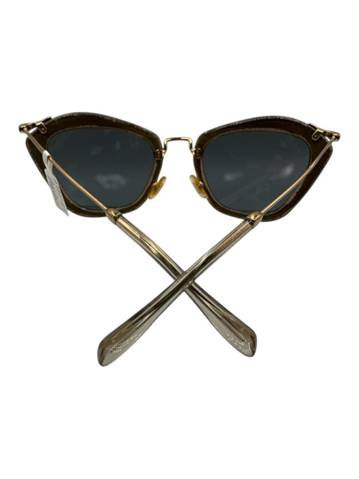 Miu Miu Gunmetal & Gold Acetate Glitter Cat Eye Sunglasses Gunmetal & Gold