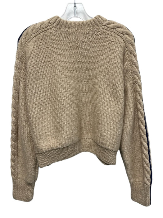 La Ligne Size S Beige & Blue Alpaca Blend Side Stripe Cable Knit Sweater Beige & Blue / S