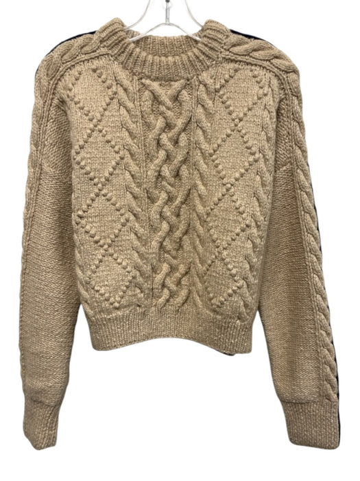 La Ligne Size S Beige & Blue Alpaca Blend Side Stripe Cable Knit Sweater Beige & Blue / S