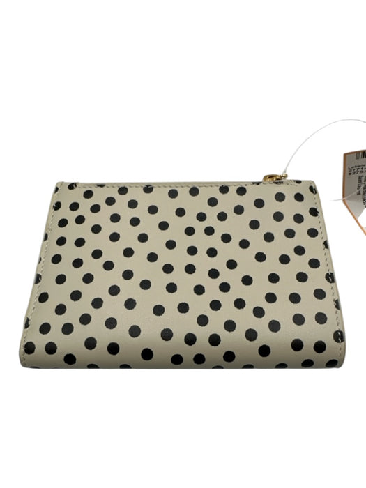 Saint Laurent Beige & Black Leather Polka Dot Zip Bifold Wallets Beige & Black