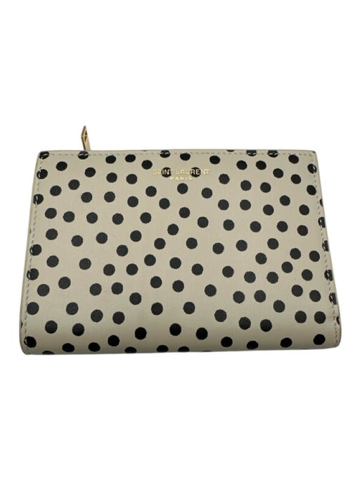Saint Laurent Beige & Black Leather Polka Dot Zip Bifold Wallets Beige & Black