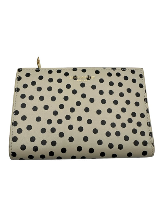 Saint Laurent Beige & Black Leather Polka Dot Zip Bifold Wallets Beige & Black