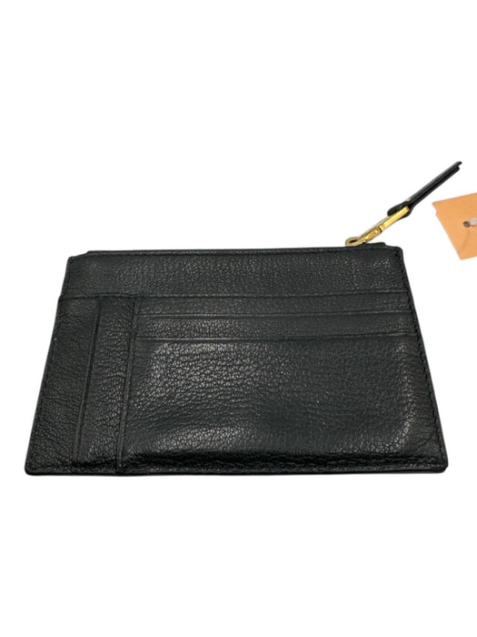 Miu Miu Black Leather Gold Tone Hardware Zip Cardholder Wallets Black