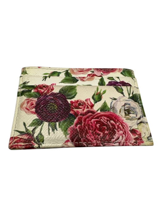 Dolce & Gabbana White, Pink, Green Leather Floral Cardholder Wallets White, Pink, Green