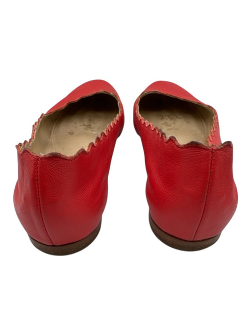 Chloe Shoe Size 35.5 Red Leather Scalloped Flats Red / 35.5