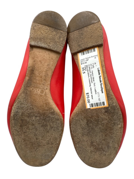 Chloe Shoe Size 35.5 Red Leather Scalloped Flats Red / 35.5