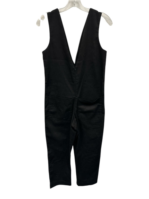 Toit Volant Size XS Black Cotton Front Pockets Plunge V Neck Jumpsuit Black / XS