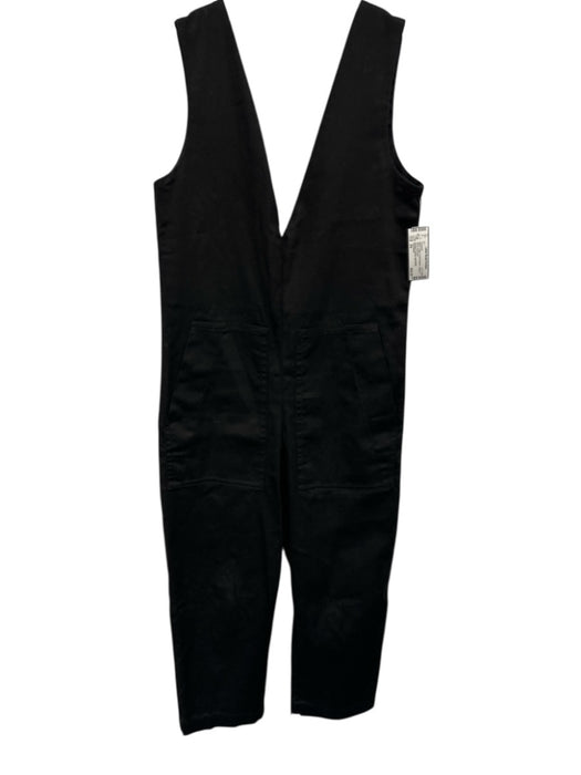 Toit Volant Size XS Black Cotton Front Pockets Plunge V Neck Jumpsuit Black / XS