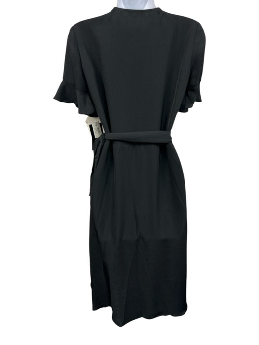 Madewell Size XS Black Triacetate Wrap Ruffle Detail Dress Black / XS