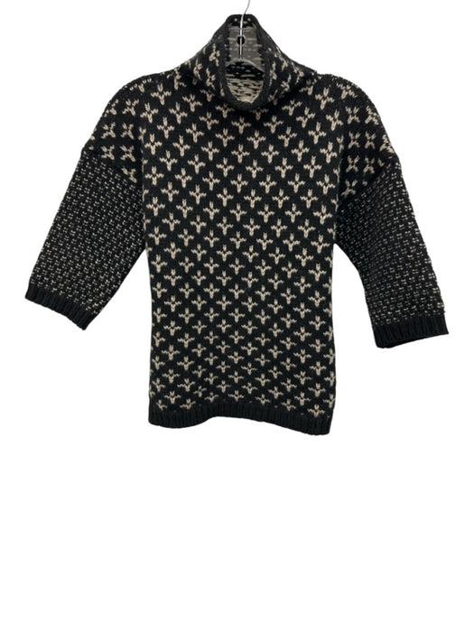 Max Mara Size XS Black & Tan Wool & Cashmere Turtleneck Sweater Black & Tan / XS