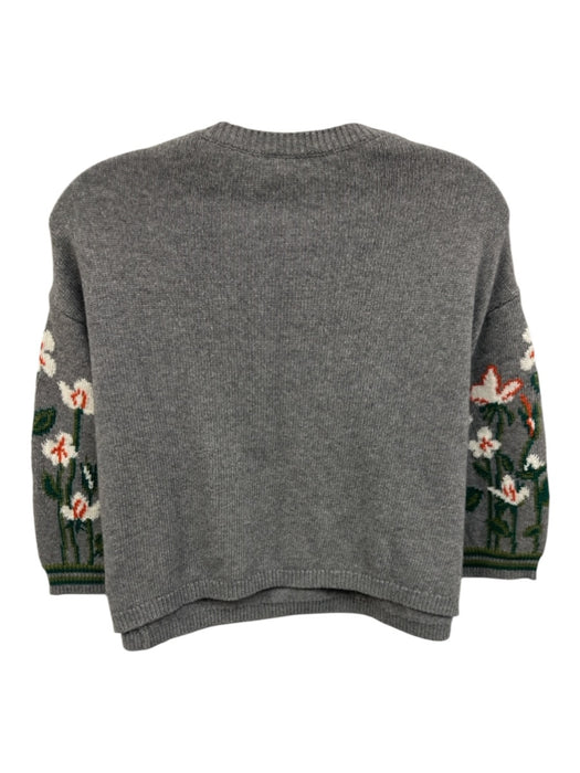Red Valentino Size XS Gray & multi Wool, Viscose, Polyamide Knit Cropped Sweater Gray & multi / XS