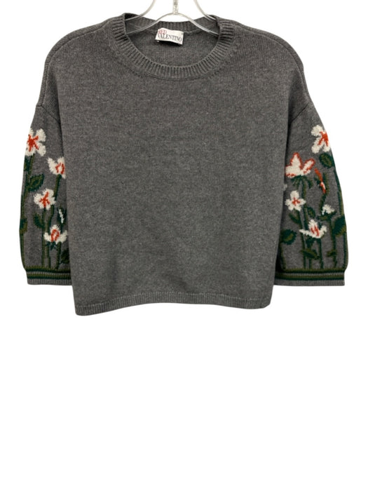 Red Valentino Size XS Gray & multi Wool, Viscose, Polyamide Knit Cropped Sweater Gray & multi / XS