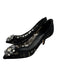 Dolce & Gabbana Shoe Size 35 Black Leather Pointed Toe Lace Kitten Heel Pumps Black / 35