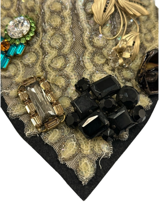 Marni Black & Multi Felt & Beads Beaded tie strap Necklace Black & Multi