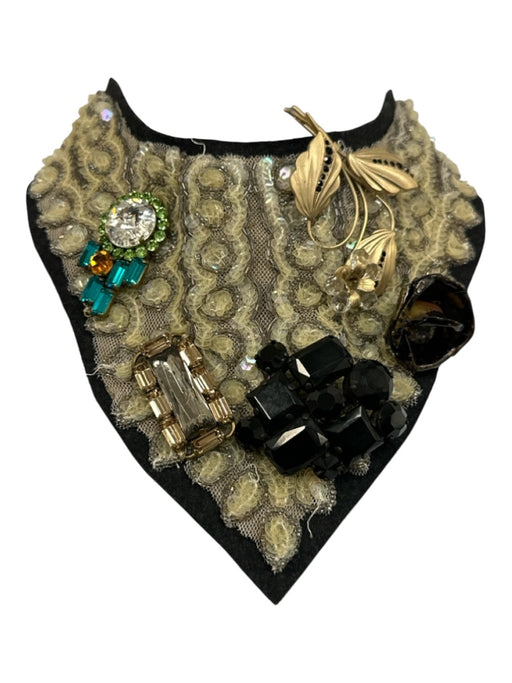 Marni Black & Multi Felt & Beads Beaded tie strap Necklace Black & Multi
