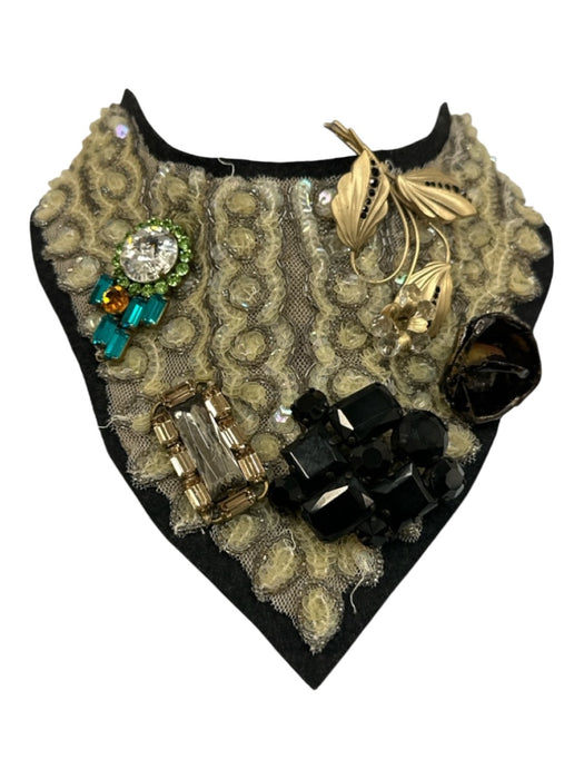 Marni Black & Multi Felt & Beads Beaded tie strap Necklace Black & Multi
