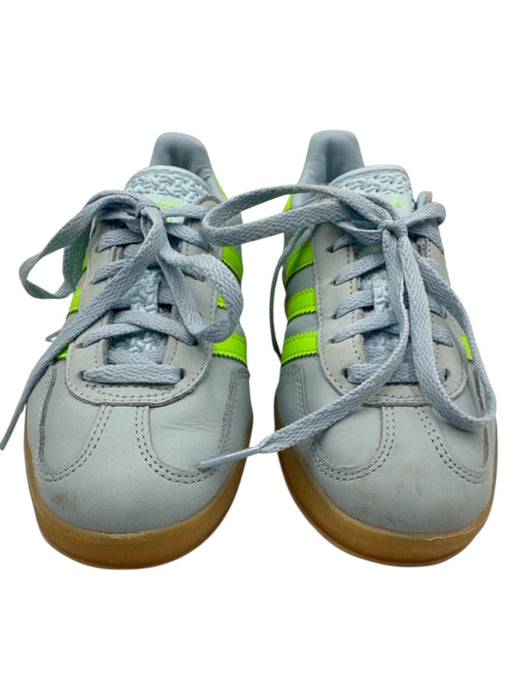 Adidas Shoe Size 5 Blue & Neon Green Leather Upper Gum sole 3 Stripe Sneakers Blue & Neon Green / 5
