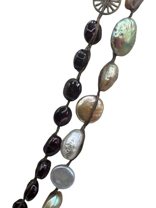 Love Heals Brown, Red, Multi Metal & Beads Rope Pearls Necklace Brown, Red, Multi