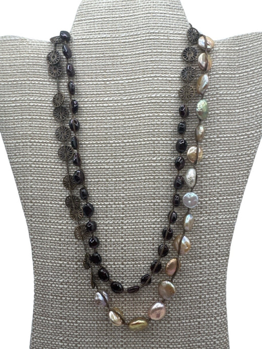 Love Heals Brown, Red, Multi Metal & Beads Rope Pearls Necklace Brown, Red, Multi