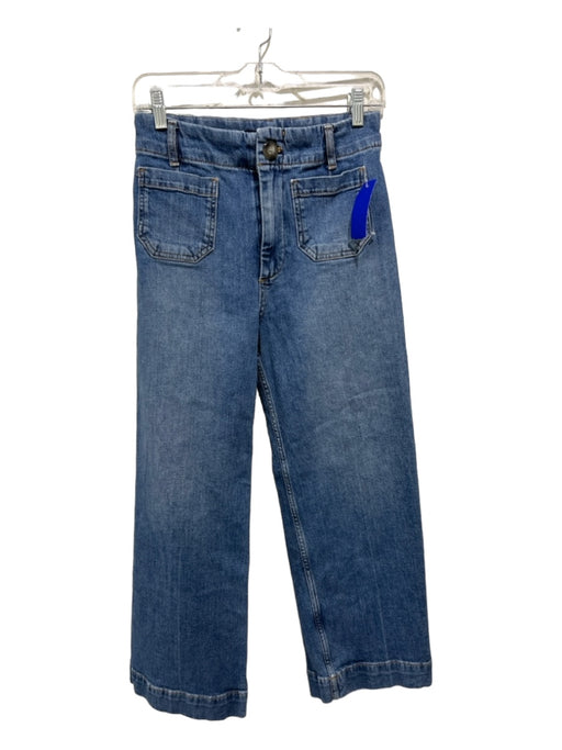Pilcro Size 26 Med Wash Cotton Denim High Rise Wide Leg Crop Jeans Med Wash / 26