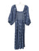 Free People Size S Blue Cotton Long Sleeve Embroidered Smocked Bodice Dress Blue / S