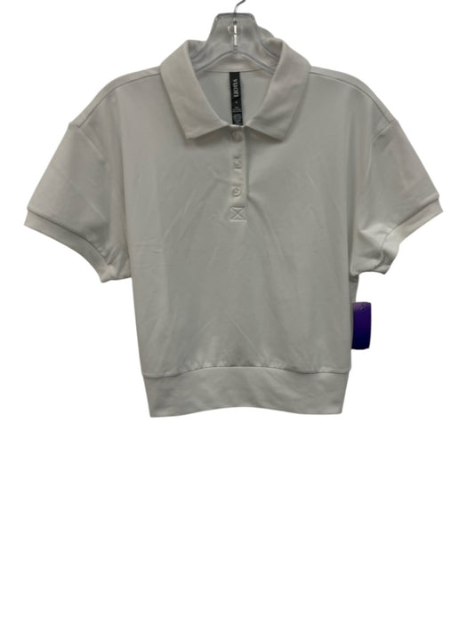 Vuori Size S White Polyester Short Sleeve 1/4 Button Collar Polo Top White / S