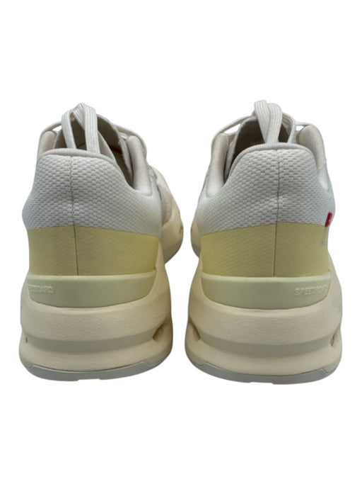 On Cloud Shoe Size 7 White & yellow Rubber Sole Stripe Detail Lace Up Sneakers White & yellow / 7