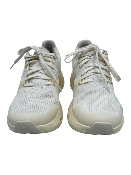 On Cloud Shoe Size 7 White & yellow Rubber Sole Stripe Detail Lace Up Sneakers White & yellow / 7