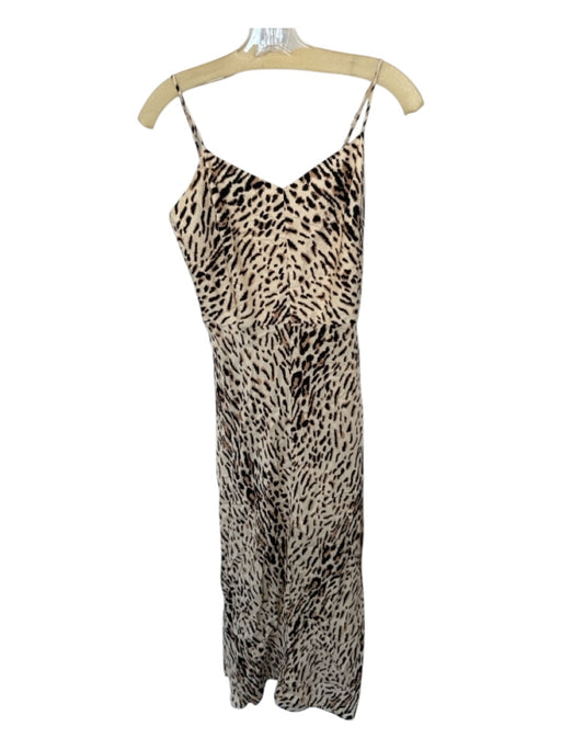 Joie Size 4 Tan & black Polyester Spaghetti Strap Animal Print Back Zip Dress Tan & black / 4